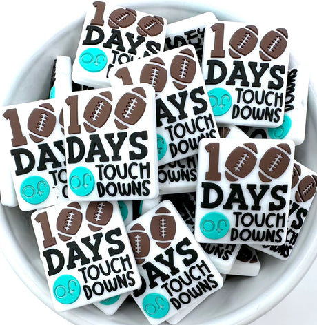 100 Days of Touch Downs Football Silicone Focal Beads