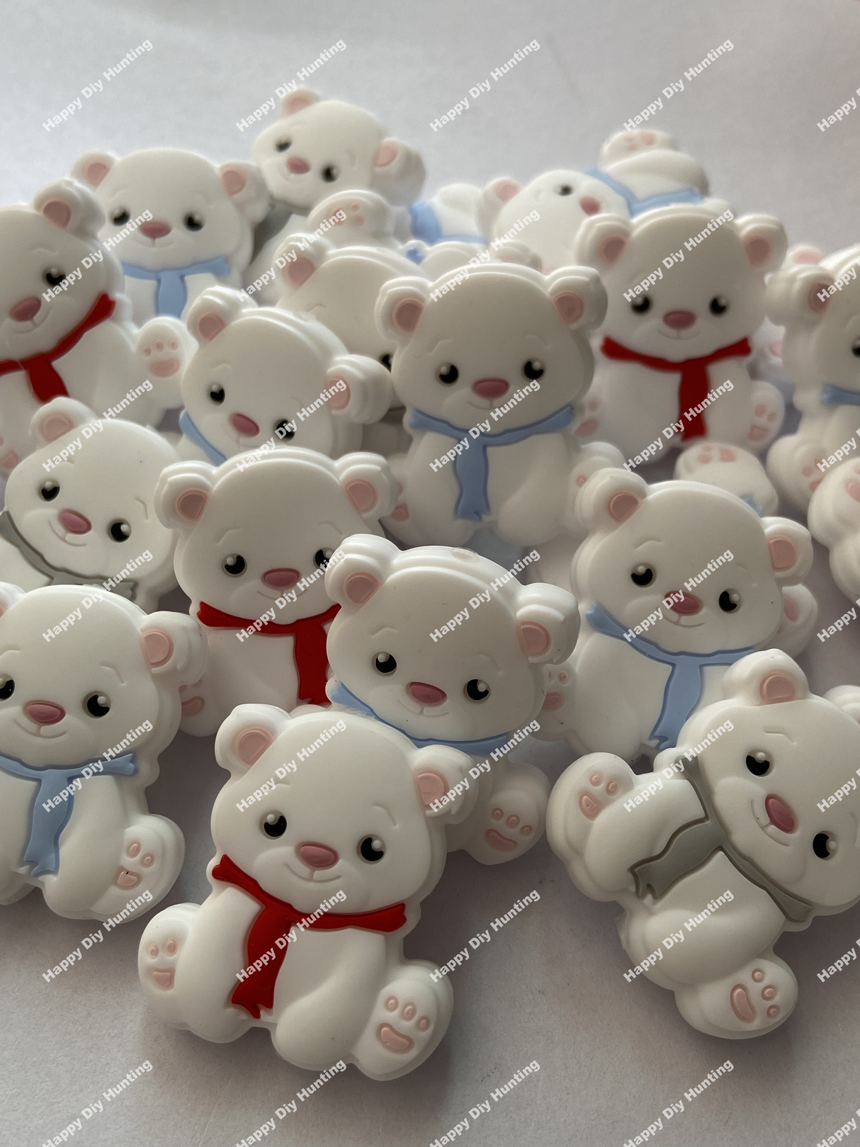 White Bear Shape Silicone Beads, Focal Silicone Beads