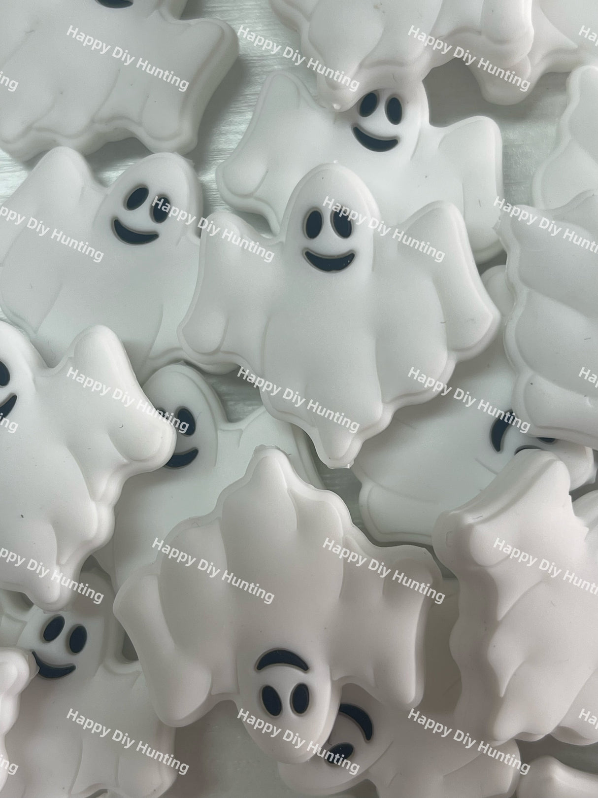 Smile Ghost White Silicone Focal Beads