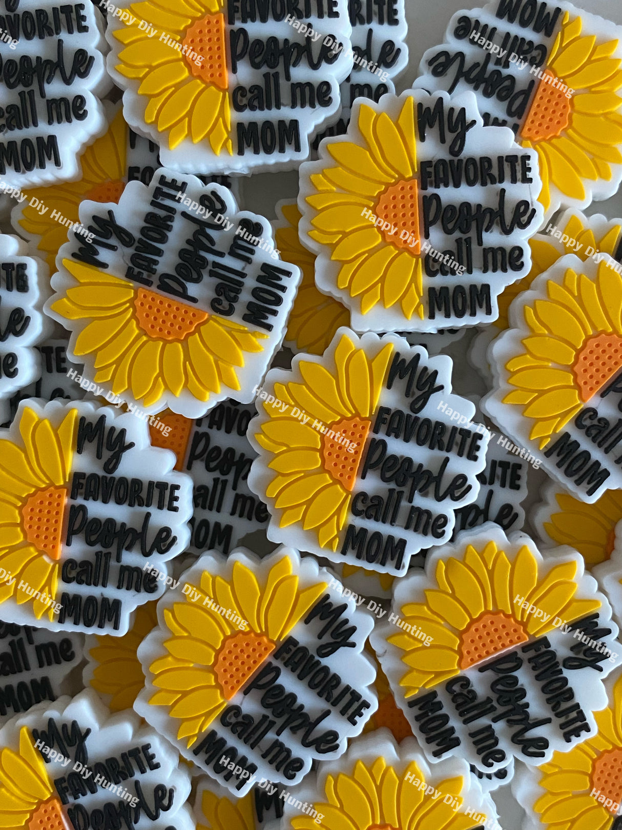 My Favorite People Call me MOM Sunflower Sayings Silicone Focal Beads