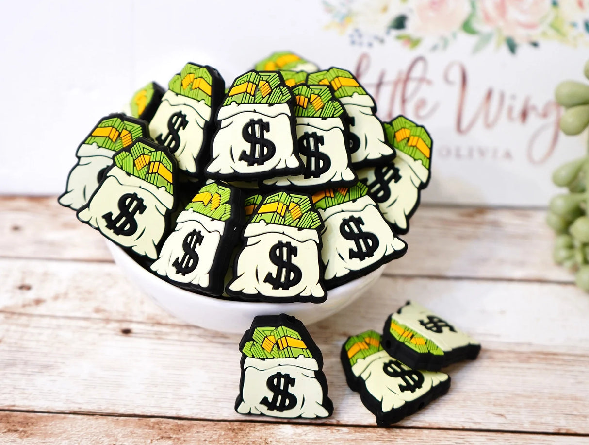 Money Bags, Lucky Money Bag - Silicone Focal Bead, DIY Pens, DIY Keychains, DIY Lanyards