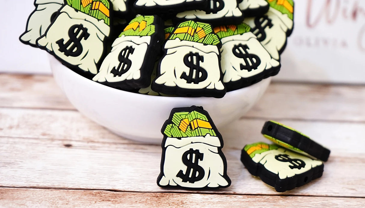 Money Bags, Lucky Money Bag - Silicone Focal Bead, DIY Pens, DIY Keychains, DIY Lanyards