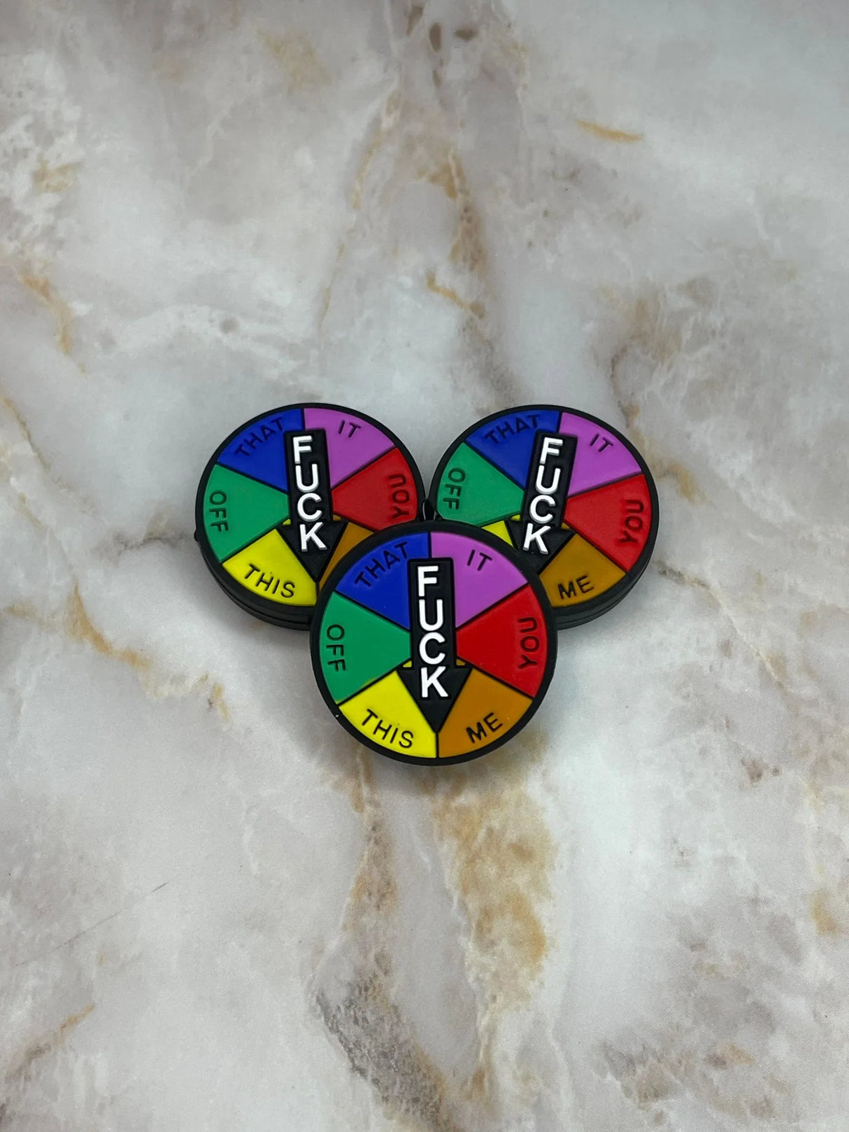 Spin the Wheel F word Silicone Focal Bead