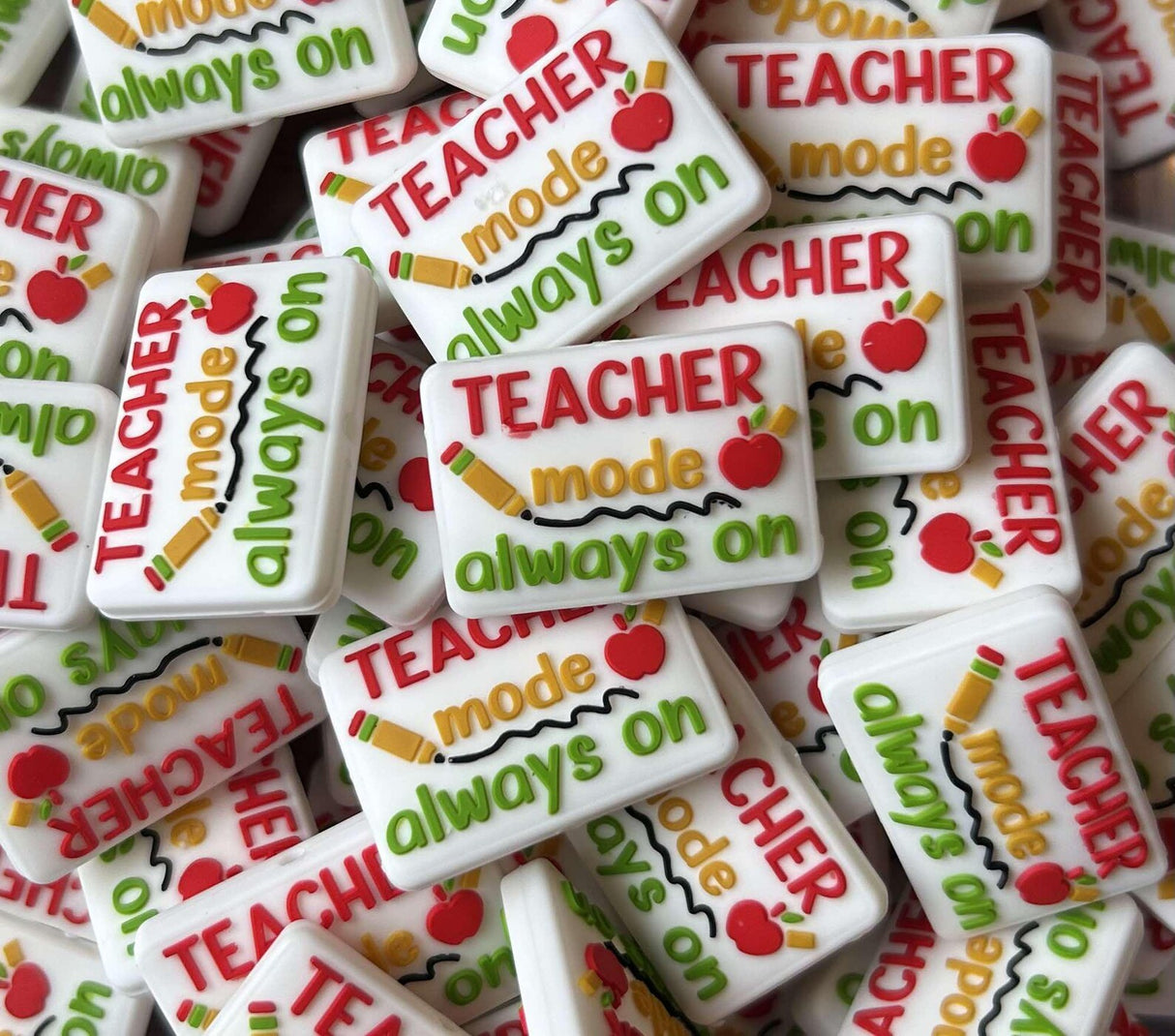 Teacher Mode Always On Focal Bead | Teacher Focal Beads | Teaching Focal Bead | Silicone Focal Beads | Teacher Beads