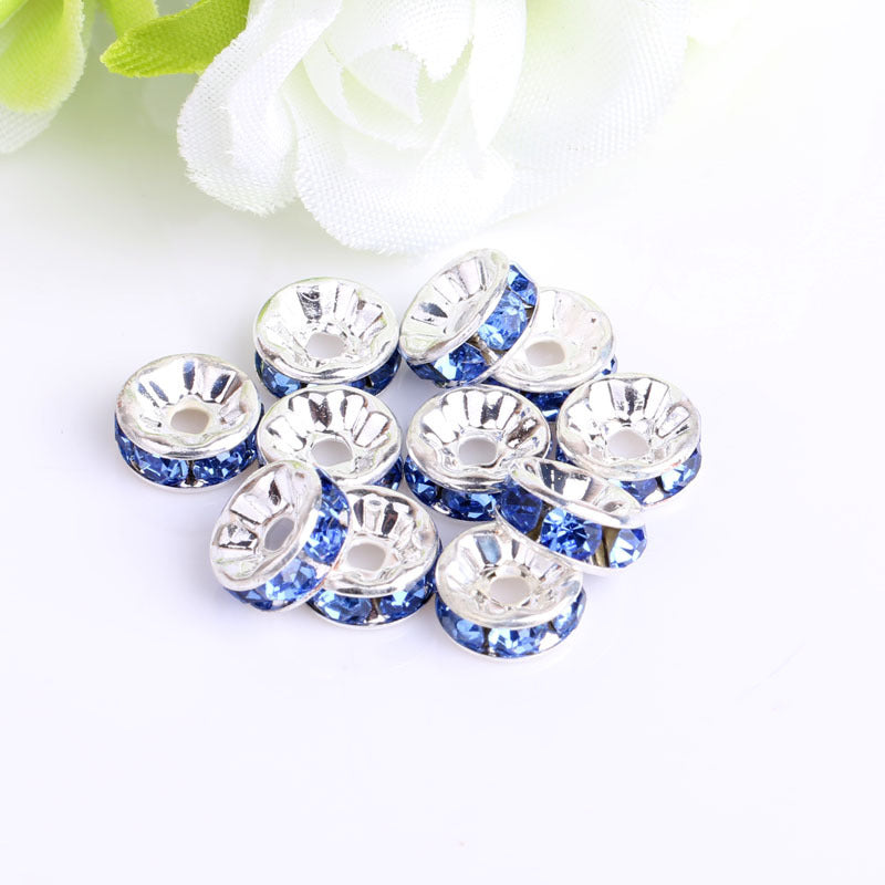 Flat Round Flat Round Metal Spacers with Rhinestones, 8mm (Copy)