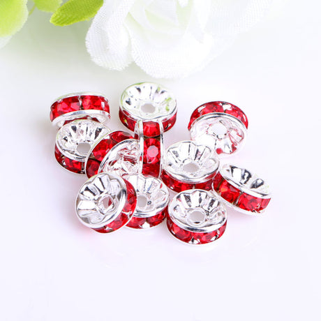 Flat Round Flat Round Metal Spacers with Rhinestones, 8mm (Copy)